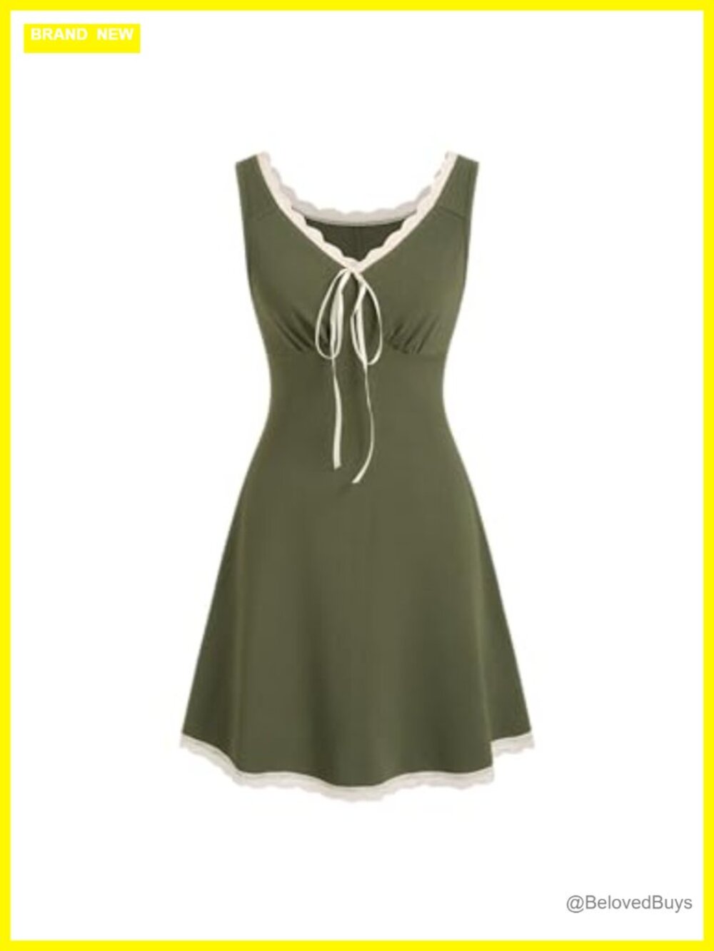 Women's Floral Mini Dress Lace Trim V Neck Sleeveless A-Line Summer